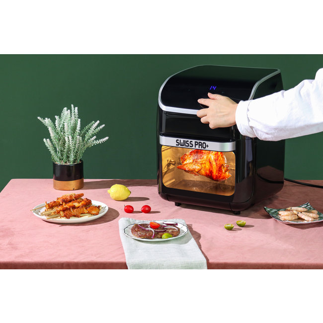 Swiss Pro+ | Power Multi-Function Deluxe Airfryer 12L - 9 in 1 | Hetelucht Friteuse / Oven | TouchBlack Edition | Voor het hele gezin!