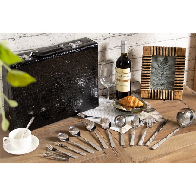 Swiss Pro+ | Bestekset in Koffer - 72 delig - 12 persoons- Zwitsers Kwaliteit - Complete Set - 100% roestvrijstaal - Modern