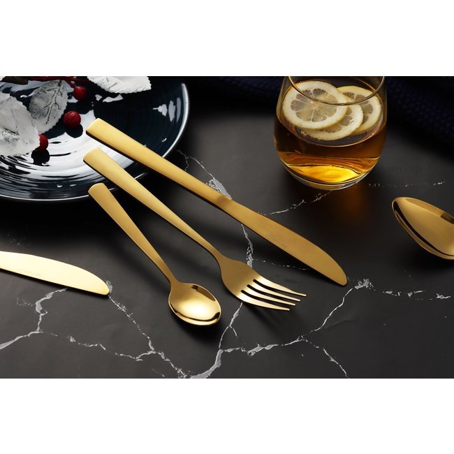 Swiss Pro+ | Bestekset in Koffer - 72 delig - 12 persoons- Zwitsers Kwaliteit - Complete Set - 100% roestvrijstaal - Gold 24K