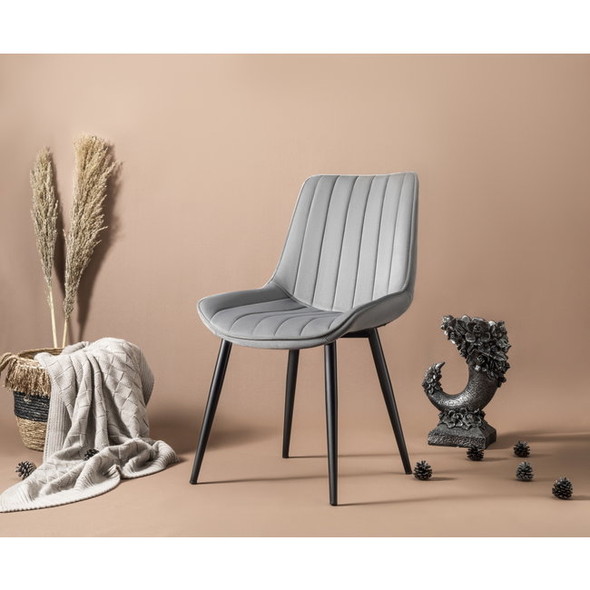 Swiss Homes® Venus Eetkamerstoelen – Space Gray (Grijs) – Set van 4 – Luxe Velvet Kuipstoelen