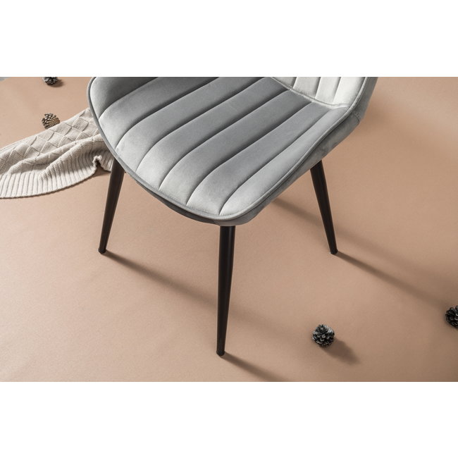 Swiss Homes® Venus Eetkamerstoelen – Space Gray (Grijs) – Set van 4 – Luxe Velvet Kuipstoelen