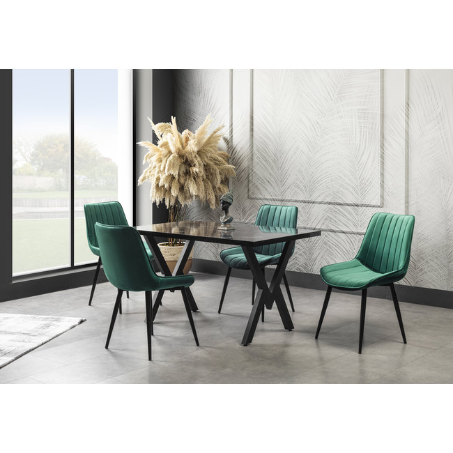 Swiss Homes®  | Luxe Venus Eetkamerstoelen | Forest Green (Groen) - Set van 4 | Nieuw Collectie!
