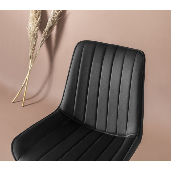 Swiss Homes® Venus Eetkamerstoelen – Satin Black (Zwart) – Set van 4 – Luxe Velvet Kuipstoelen