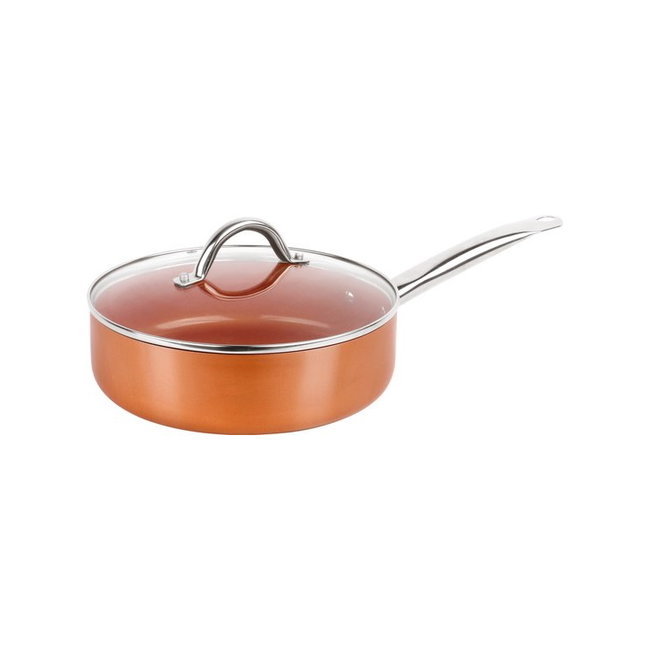 Swiss Homes® | 12 Delige Pannenset Koper - Aluminium - Koper (Pure Copper) - Wok - Steelpan - Glazen Deksel | PFAS-vrij | Limited Edition