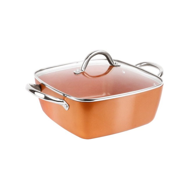Swiss Homes® | 12 Delige Pannenset Koper - Aluminium - Koper (Pure Copper) - Wok - Steelpan - Glazen Deksel | PFAS-vrij | Limited Edition