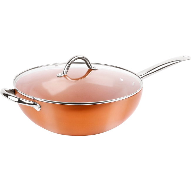 Swiss Homes® | 12 Delige Pannenset Koper - Aluminium - Koper (Pure Copper) - Wok - Steelpan - Glazen Deksel | PFAS-vrij | Limited Edition