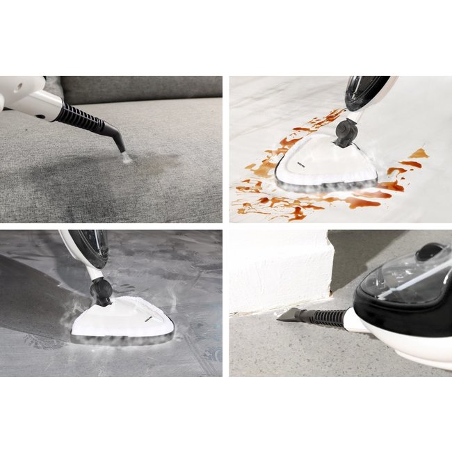 Swiss Pro+  | Stoomreiniger 10 in 1 Handstomer - Met Opzetstukken Voor Alle Vloeren, Bank, Badkamer En Tapijt - Zwart