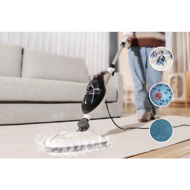 Swiss Pro+  | Stoomreiniger 10 in 1 Handstomer - Met Opzetstukken Voor Alle Vloeren, Bank, Badkamer En Tapijt - Zwart