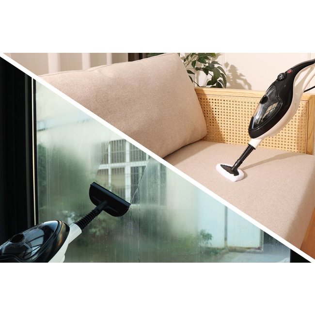 Swiss Pro+  | Stoomreiniger 10 in 1 Handstomer - Met Opzetstukken Voor Alle Vloeren, Bank, Badkamer En Tapijt - Zwart