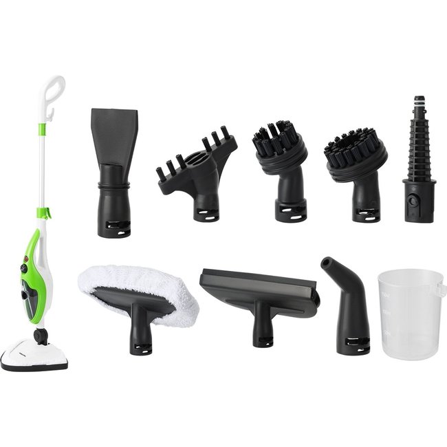 Swiss Pro+  | Stoomreiniger 10 in 1 Handstomer - Met Opzetstukken Voor Alle Vloeren, Bank, Badkamer En Tapijt - Groen