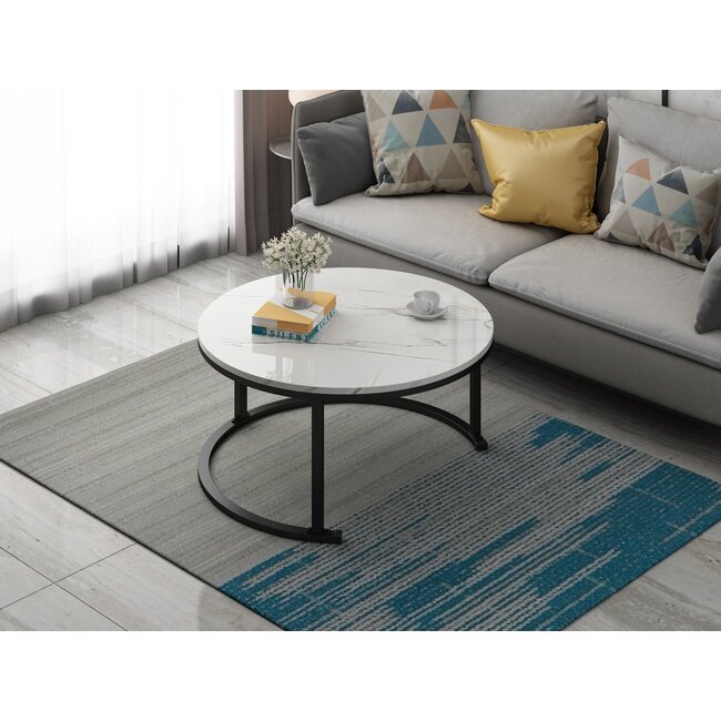 Swiss Homes® Salontafel Set van 2 – Mystic White (Wit) – Marmerlook  – Luxe Design