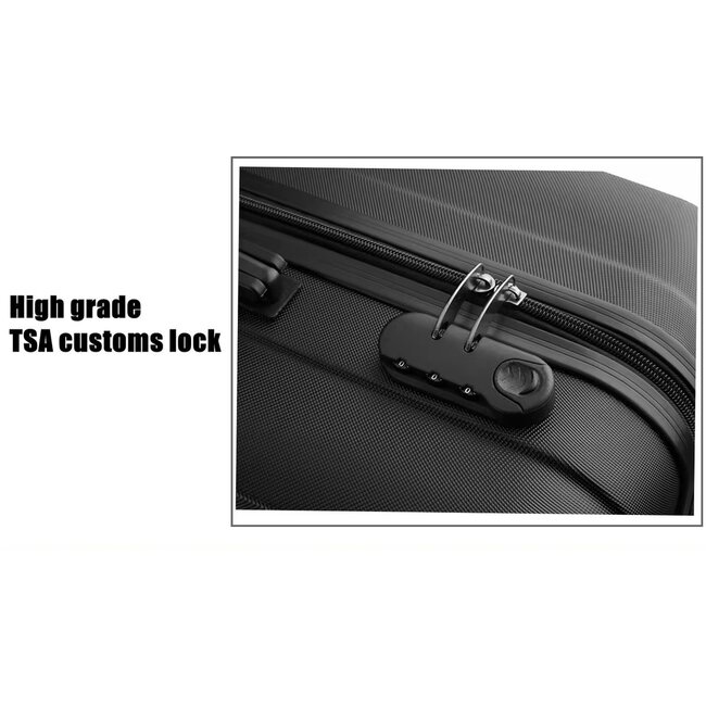 Swiss Homes® Kofferset 3-Delig - Zwart (Satin Black) - Handbagage + Ruimbagage | Deluxe No. 17