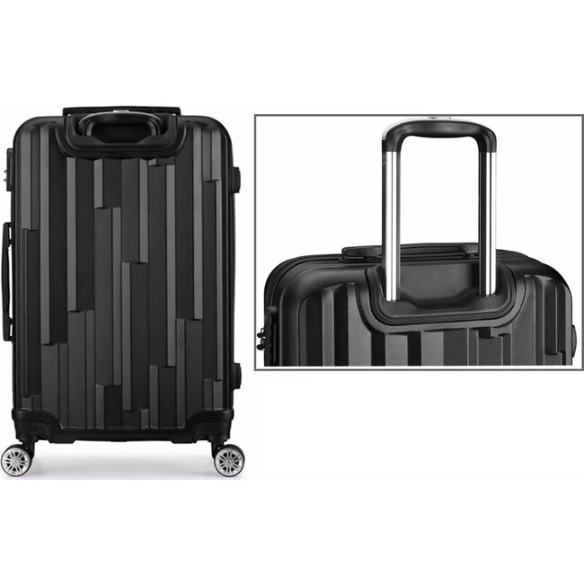 Swiss Homes® Deluxe No.17 – Luxe 3-delige Kofferset – Satin Black (Zwart) met TSA-slot – 20/24/28 inch – Dubbele wielen