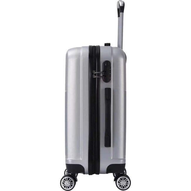 Swiss Homes®  | Deluxe No. 17 - Luxe Kofferset 3 Delig - Reiskoffers in Metallic Silver (Zilver) met TSA slot | 20 - 24 - 28 Inch - Dubbele wielen - Hard Case | Handbagage + Ruimbagage | 2024 Limited Edition