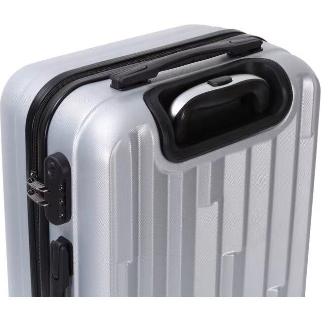 Swiss Homes®  | Deluxe No. 17 - Luxe Kofferset 3 Delig - Reiskoffers in Metallic Silver (Zilver) met TSA slot | 20 - 24 - 28 Inch - Dubbele wielen - Hard Case | Handbagage + Ruimbagage | 2024 Limited Edition