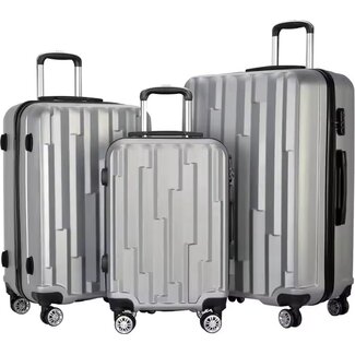 Swiss Homes® Kofferset 3-Delig - Zilver (Metallic Silver) - Handbagage + Ruimbagage