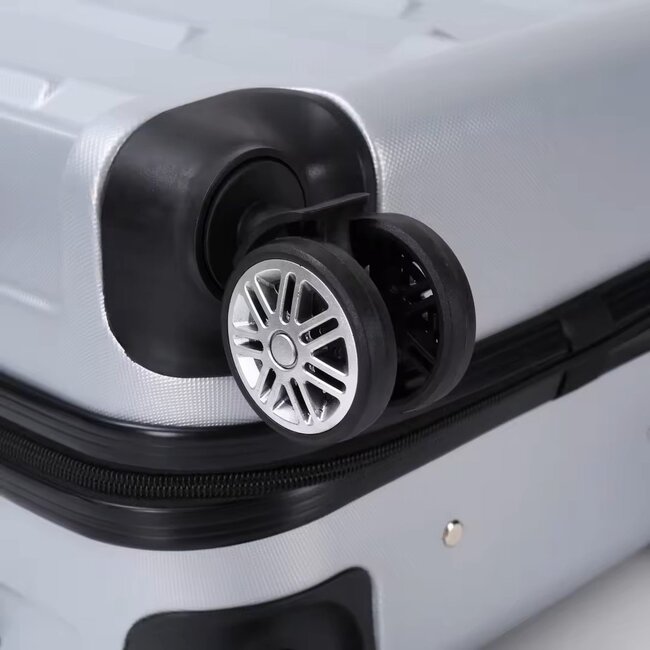 Swiss Homes® Swiss Homes® Deluxe No.17 – Luxe 3-delige Kofferset – Metallic Silver met TSA-slot – 20/24/28 inch – Dubbele wielen