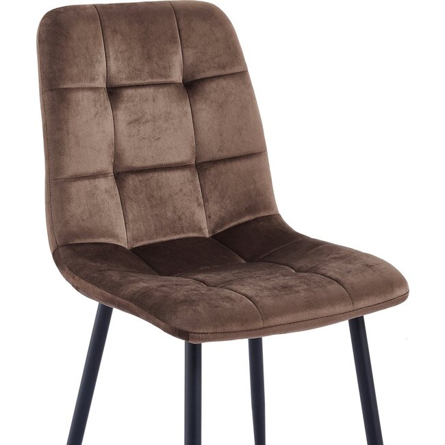 Swiss Homes® Rubi - Velvet Eetkamerstoelen - Set van 4 – Bruin Cognac – Fluweel – Kuipstoel – Luxe Woonkamerstoelen