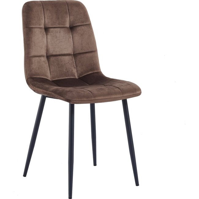 Swiss Homes® Rubi - Velvet Eetkamerstoelen - Set van 4 – Bruin Cognac – Fluweel – Kuipstoel – Luxe Woonkamerstoelen