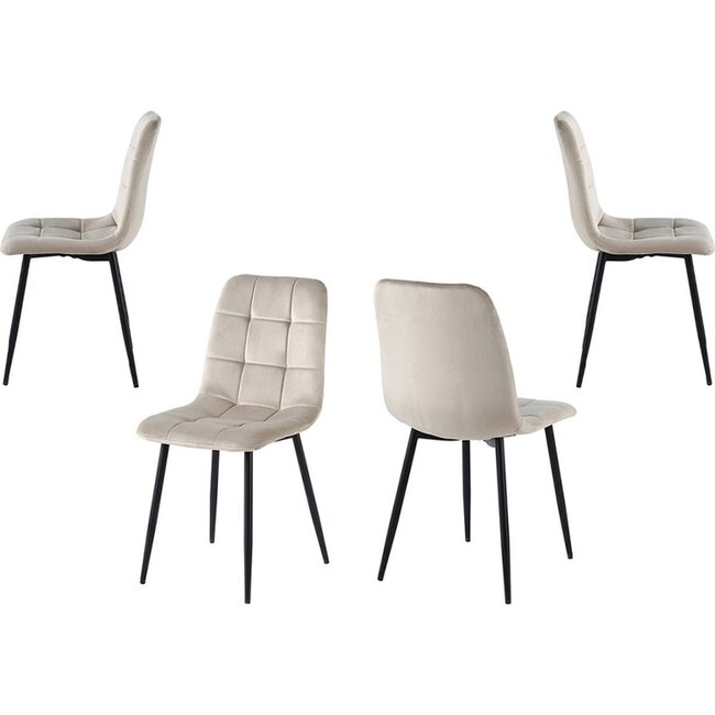 Swiss Homes® Rubi - Velvet Eetkamerstoelen - Set van 4 – Beige Cappuccino – Fluweel – Kuipstoel – Luxe Woonkamerstoelen