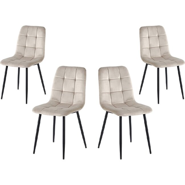 Swiss Homes® Rubi - Velvet Eetkamerstoelen - Set van 4 – Beige Cappuccino – Fluweel – Kuipstoel – Luxe Woonkamerstoelen