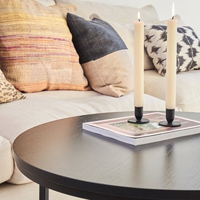 Swiss Homes® Salontafel Set van 2 - Hout - Zwart - Industrieel - Ø60 / Ø 60 / Ø 45 cm