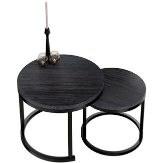 Swiss Homes® Luxe Salontafels | Set van 2 - Hout / Zwart