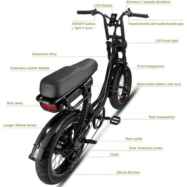 EB8  PRO - 250 Watt - Elektrische Fiets - Fatbike - Hydraulisch - Zwart