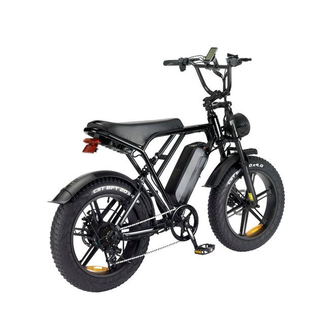 OUXI® H9 3.0 - Elektrische Fiets – Fatbike – Zwart – Voorrek – Telefoonhouder – Voetsteuntjes – Alarmsysteem