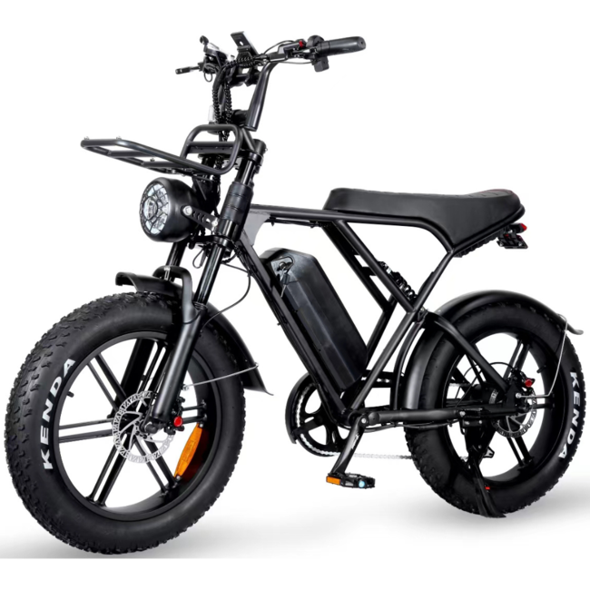 OUXI® H9 3.0 - Elektrische Fiets – Fatbike – Zwart – Voorrek – Telefoonhouder – Voetsteuntjes – Alarmsysteem