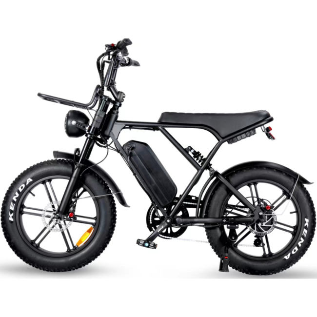 OUXI® H9 3.0 - Elektrische Fiets – Fatbike – Zwart – Voorrek – Telefoonhouder – Voetsteuntjes – Alarmsysteem