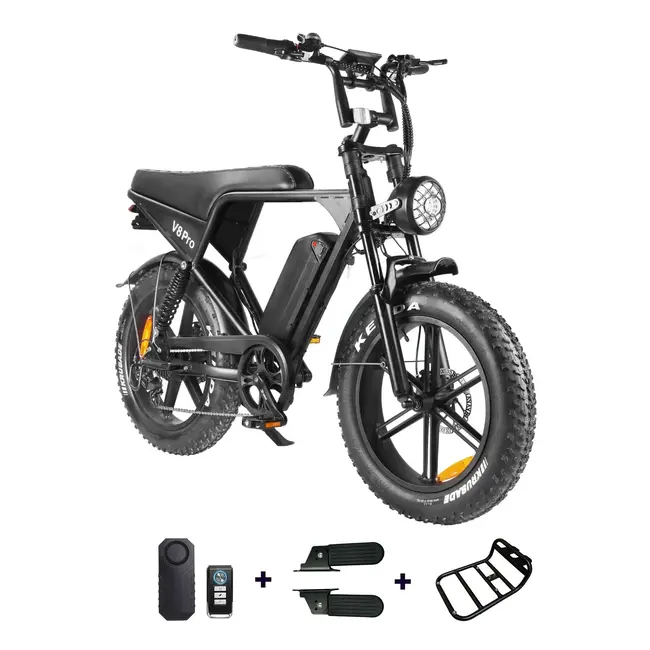 OUXI® V8 PRO 5.0 - Elektrische Fiets – Fatbike – 250W – 25 km/u – 80 km Bereik – 7 Versnellingen – Alarmsysteem – Inclusief Voorrek