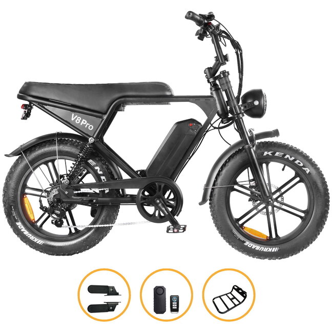 OUXI® V8 PRO 5.0 - Elektrische Fiets – Fatbike – 250W – 25 km/u – 80 km Bereik – 7 Versnellingen – Alarmsysteem – Inclusief Voorrek