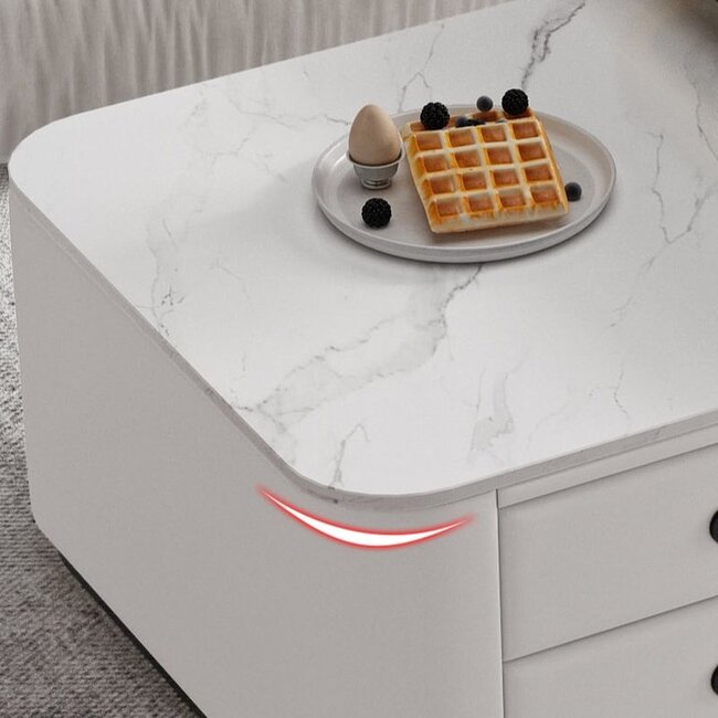 Swiss Homes® | Luxe Salontafel - Marmer Look & Glas - Set van 2   | Mystic White - Square