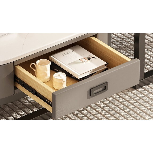 Swiss Homes® Square Series – Luxe Salontafels - Set van 2 – Marmerlook & Glas – Mystic White – Vierkant