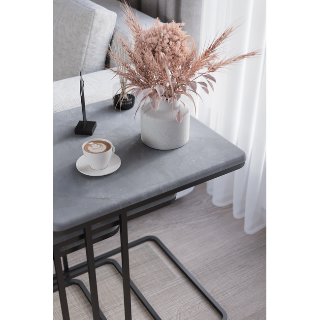 Swiss Homes® Aurora Series – Salontafel/Bijzettafel Set van 3 – Nero Dorato (Donkergrijs) – Luxe Design