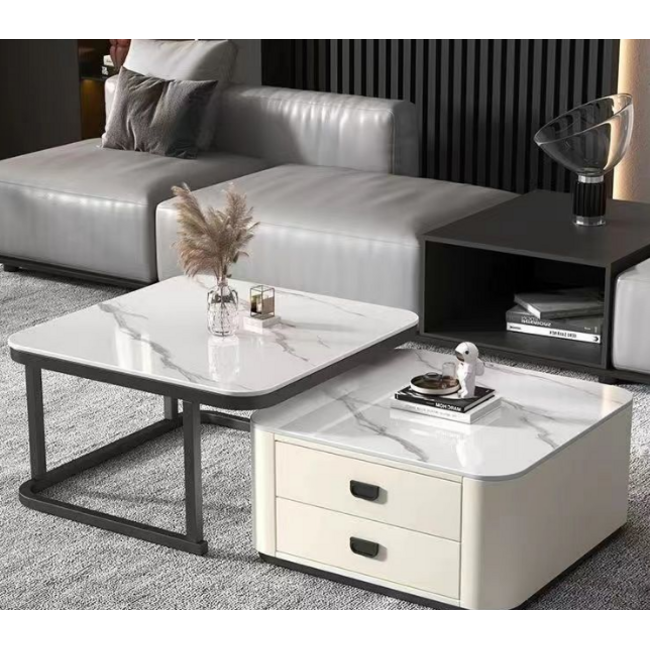 Swiss Homes® Salontafel Set van 2 - Marmer - Mystic White (Wit) | Luna Premium