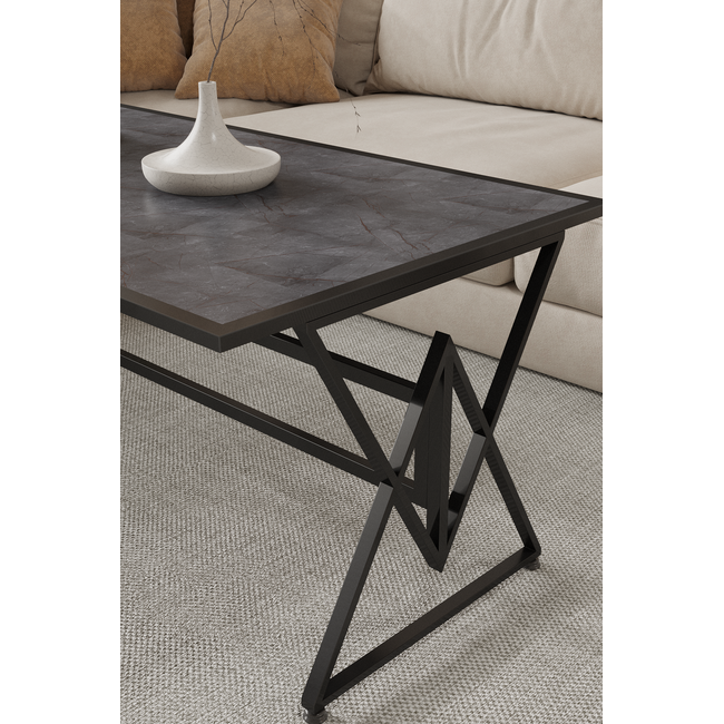 Swiss Homes® Luxe Salontafel – Marmerlook - Grijs (Nero Dorato) | Vega Series