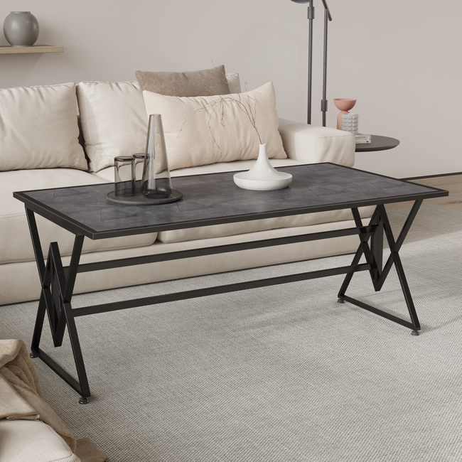 Swiss Homes® Vega Series – Luxe Salontafel - Eettafel - Nero Dorato (Donkergrijs)