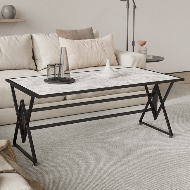 Swiss Homes® Luxe Salontafel – Marmerlook - Wit (Carrara White) | Vega Series