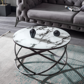 Swiss Homes® Luxe Salontafel | Mystic White - Marmerlook & Glas