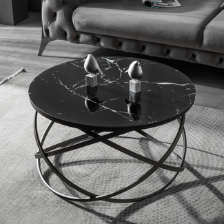 Swiss Homes® Luxe Salontafel | Marquana Black - Marmerlook & Glas