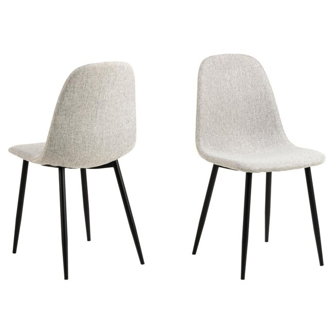 Swiss Homes® Silvara Eetkamerstoelen – Set van 4 – Licht Grijs - Stof – Comfortabele Moderne Stoelen – Zwart Metalen Onderstel