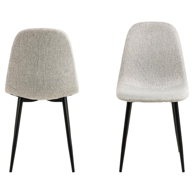 Swiss Homes® Silvara Eetkamerstoelen – Set van 4 – Licht Grijs - Stof – Comfortabele Moderne Stoelen – Zwart Metalen Onderstel