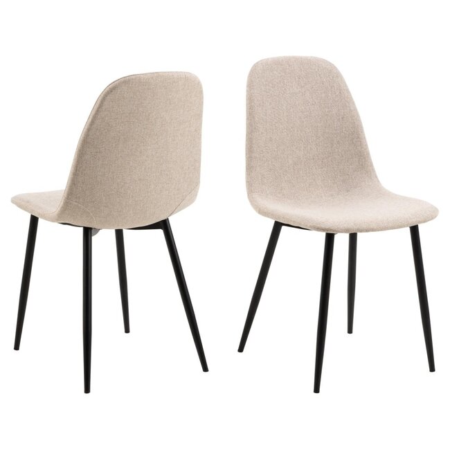 Swiss Homes® Silvara Eetkamerstoelen – Set van 4 – Beige – Scandinavisch Design – Comfortabele Stoffen Kuipstoelen – Zwart Metalen Onderstel