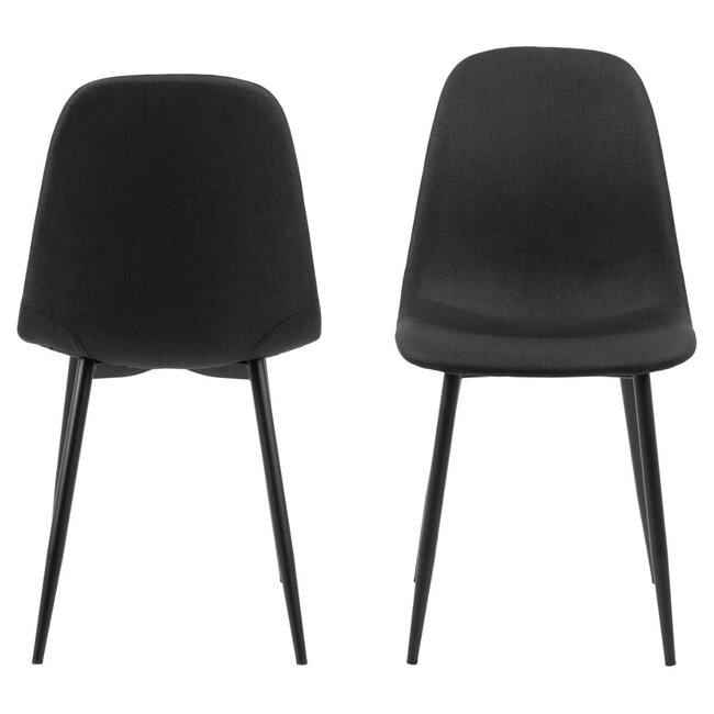 Swiss Homes® Silvara Eetkamerstoelen – Set van 4 – Zwart – Scandinavisch Design – Comfortabele Stoffen Kuipstoelen – Zwart Metalen Onderstel