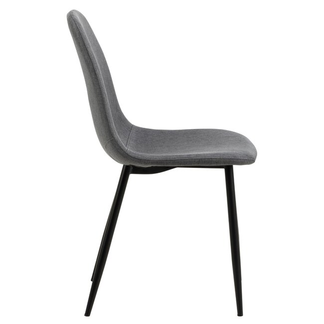 Swiss Homes® Silvara Eetkamerstoelen – Set van 4 – Donkergrijs – Scandinavisch Design – Comfortabele Stoffen Kuipstoelen – Zwart Metalen Onderstel