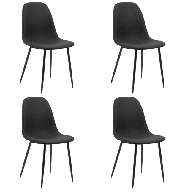 Swiss Homes® Silvara Eetkamerstoelen – Set van 4 – Zwart – Scandinavisch Design – Comfortabele Stoffen Kuipstoelen – Zwart Metalen Onderstel