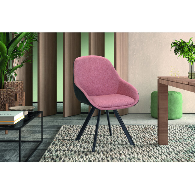 Swiss Homes® Roselle Eetkamerstoel – Roze & Donkergrijs – Comfortabel – Moderne Stoffen Kuipstoel