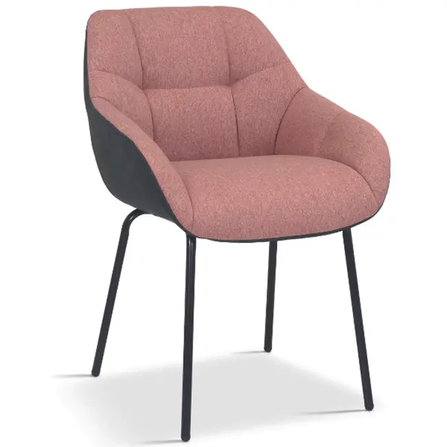 Swiss Homes® Semira Rose Eetkamerstoel – Roze & Donkergrijs – Comfortabel – Moderne Kuipstoel